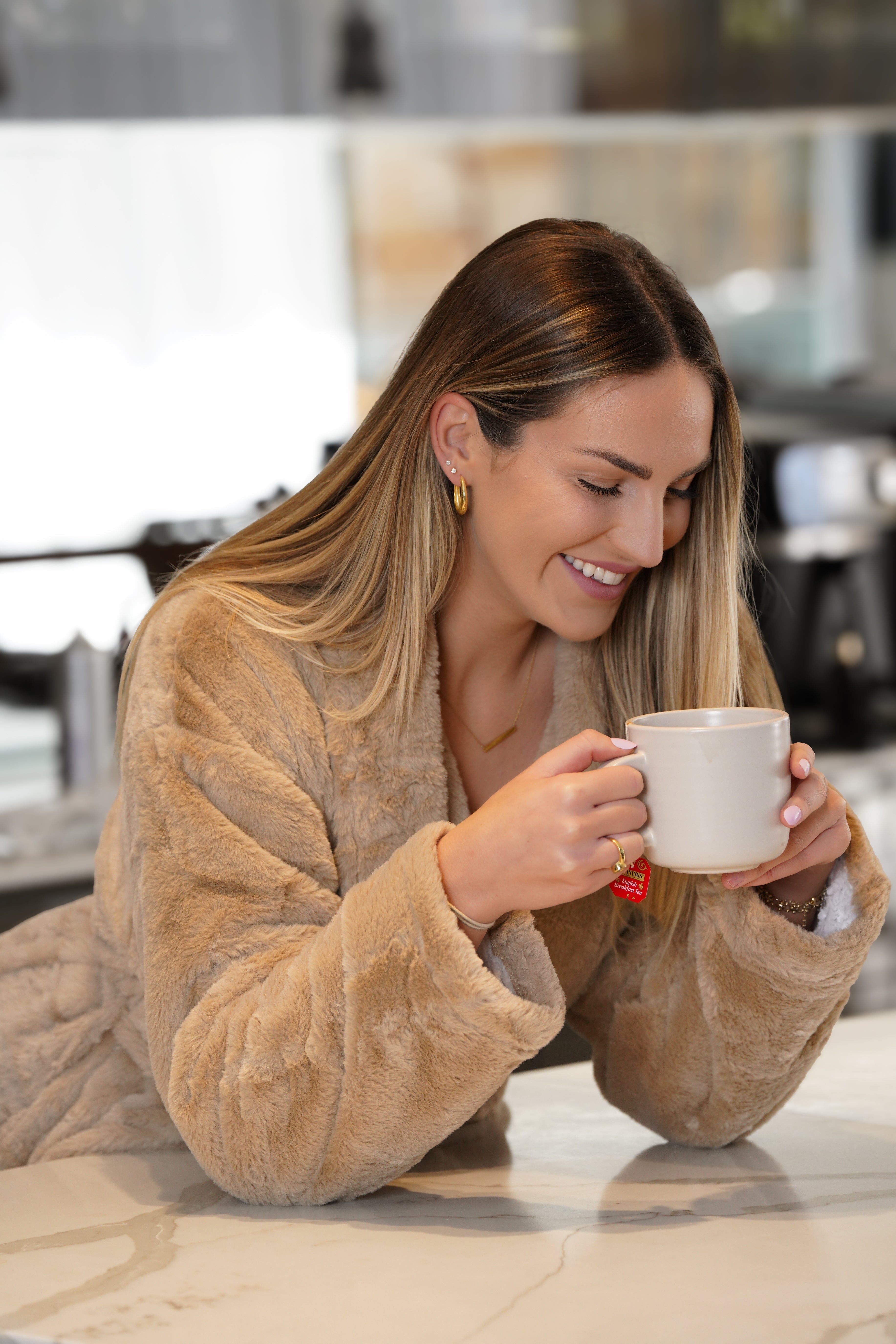 Signature Faux Fur Robe Almond